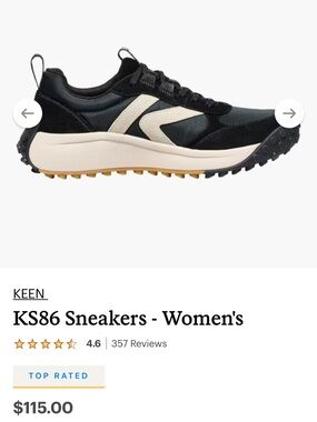 Keen Women's Black and Cream KS86 Sneakers